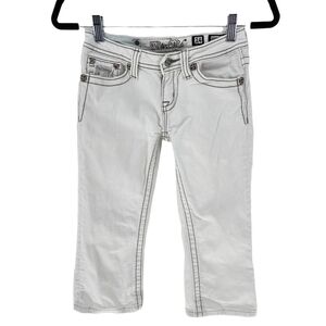Miss Me Girl's Embellished Capri Pants White- 14